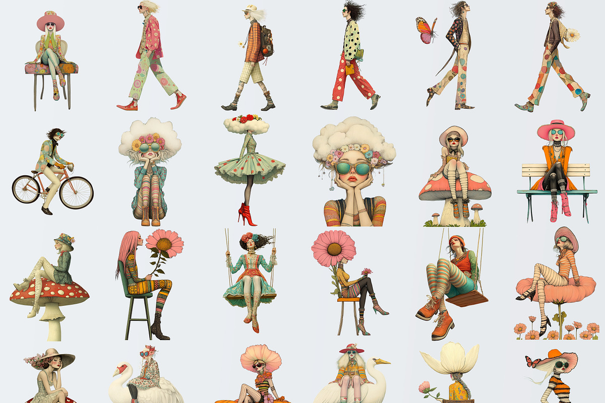Whimsy Spring People Clipart Bundle, a Person Illustration by Fusion Dream (Photo 3 of 10)