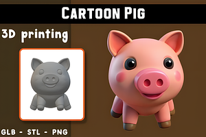 Cartoon Pig 3D Model, an Animal 3D Model by Ink Gallery