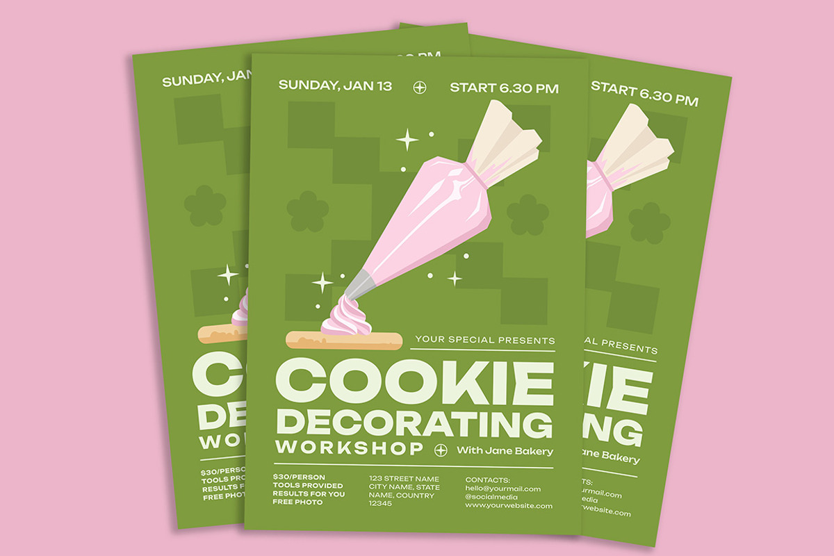 Cookie Decorating Workshop Flyer, a Flyer Template by Gumico Studio. (Photo 1 of 3)