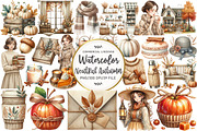 Watercolor Neutral Autumn Clipart, an Illustration by OK Design (Thumbnail 1 of 5)