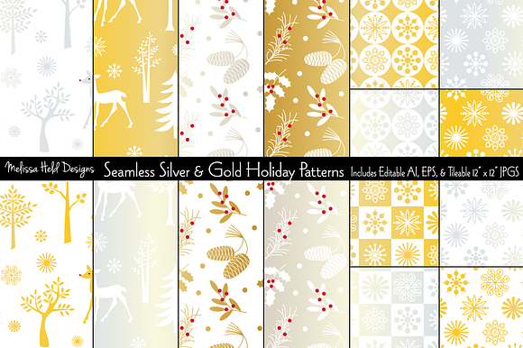 Silver & Gold Holiday Patterns preview 8
