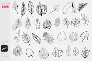 Tropical Leaves Stamps Botanical Art