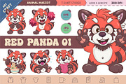 Set of Red Pandas 01. Animal Art., an Animal Illustration by KENO Mascots (Thumbnail 1 of 4)