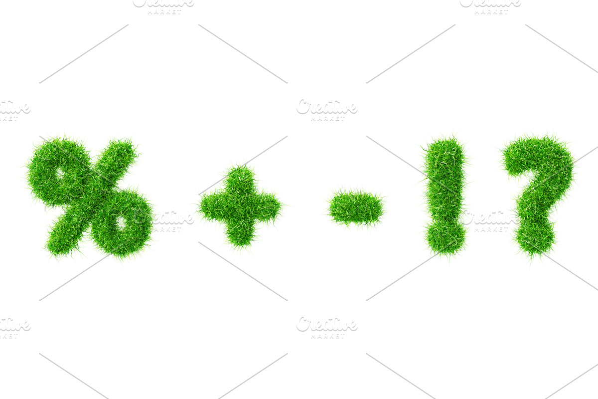 3d green grass font symbols set, a Plants & Tree 3D Model by Marozhkastudio