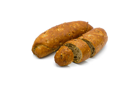 Fresh baked roll croissant cut