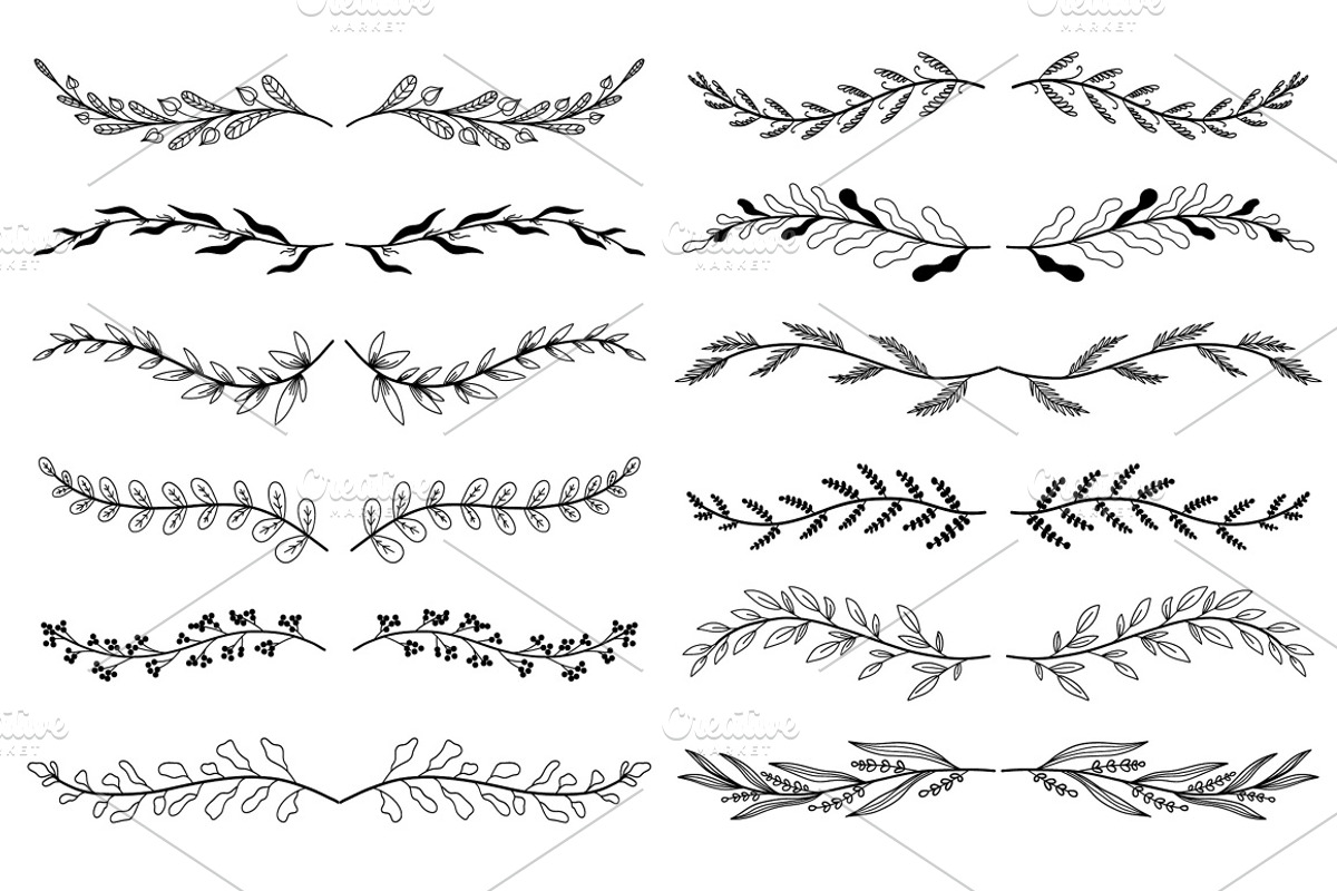 Hand Drawn Floral Dividers Pack, a Decorative Illustration by alexdndz (Photo 4 of 6)