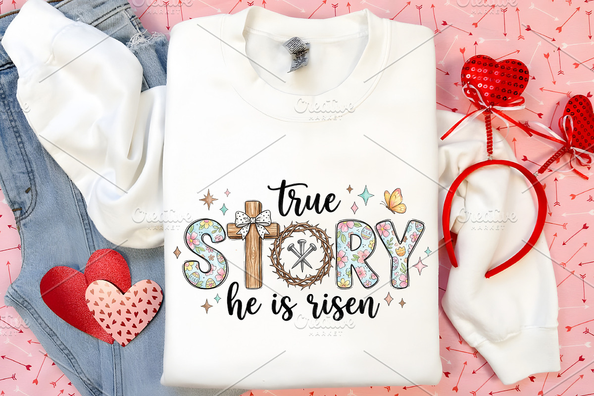 Retro True Story He Is Risen PNG, an Illustration by Canvas Craft (Photo 6 of 7)