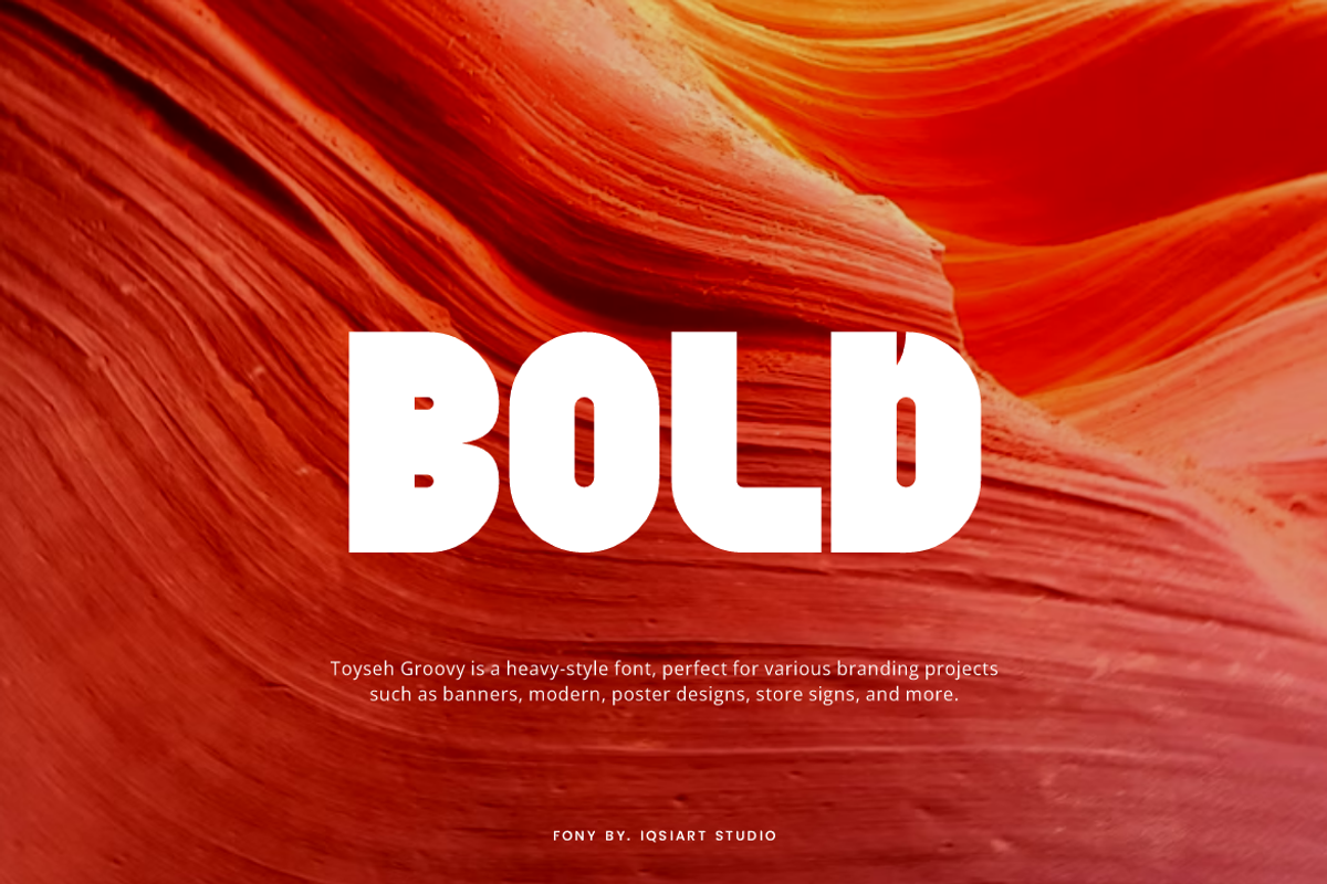 Toyseh Groovy - Heavy Font, a Sans Serif Font by Iqsiart Studio (Photo 2 of 7)