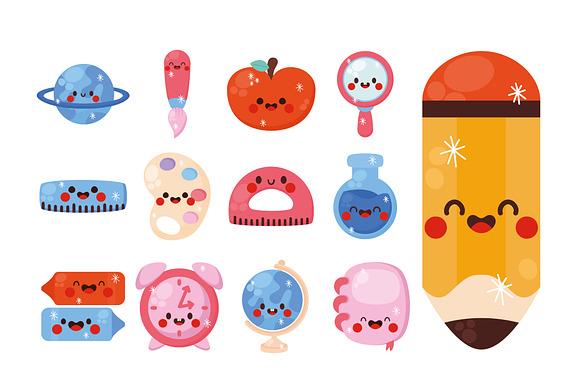 School Kawaii Illustration Set preview 4
