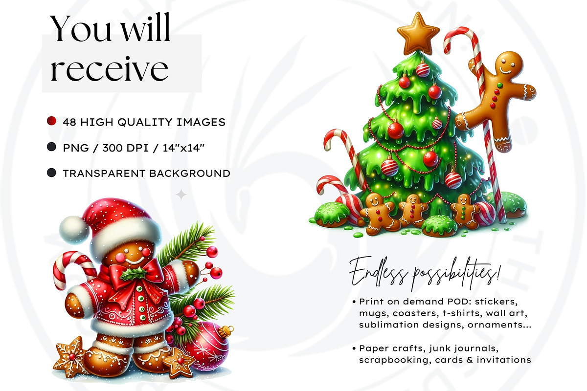 Christmas Gingerbread man cliparts, a Seasonal Illustration by ThatsDesignArt (Photo 2 of 10)