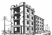destroyed multi-story building, an Empty State Illustration by SouravDesign (Thumbnail 2 of 3)