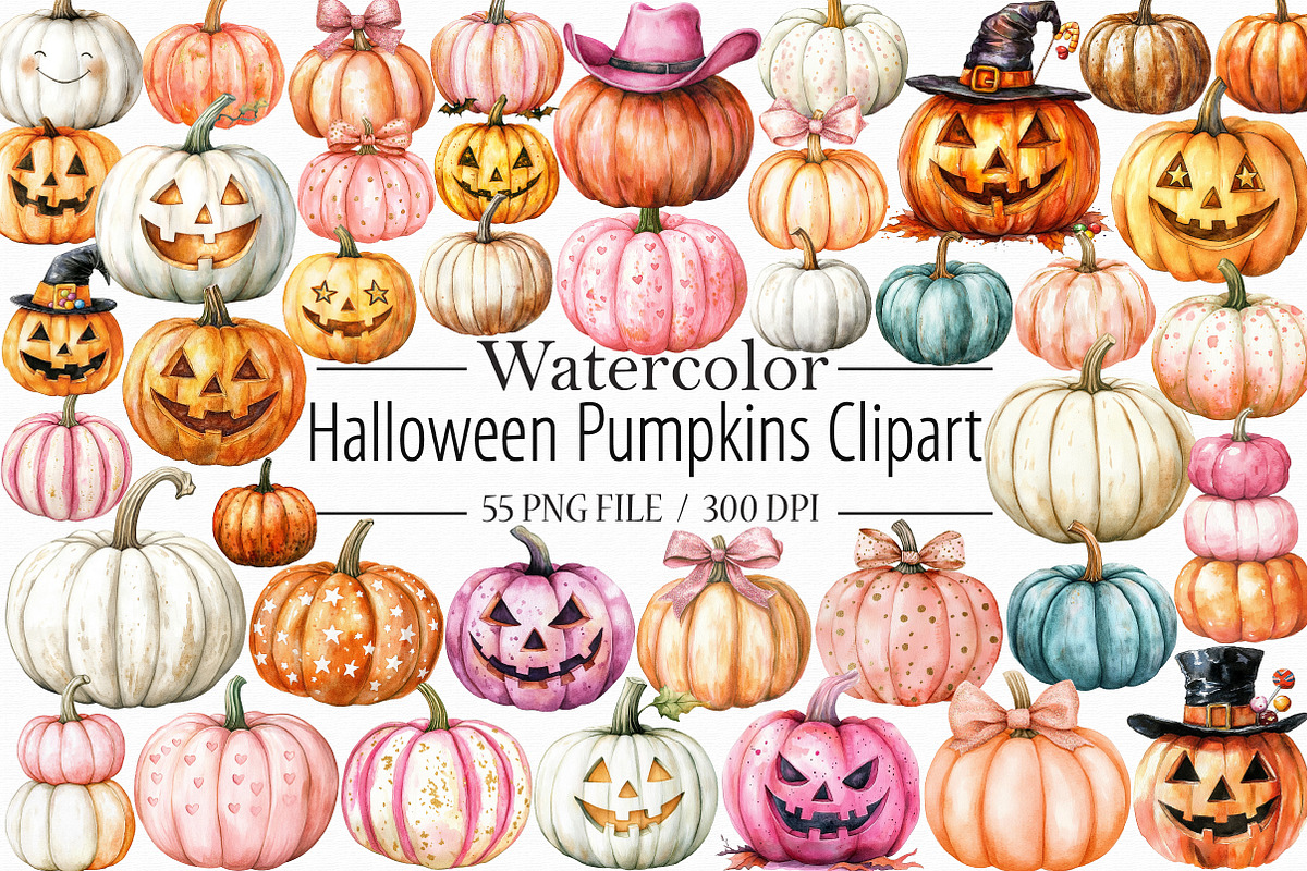 Halloween Pumpkins Clipart, an Illustration by Libby Wishes (Photo 1 of 5)
