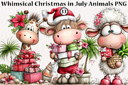 Whimsical Christmas in July Animals, a Seasonal Illustration by CreationArt (Thumbnail 1 of 6)