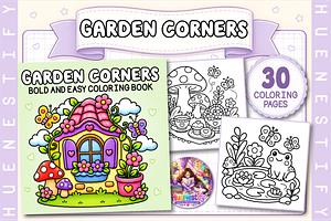 Garden Corners Coloring Book, a Decorative Illustration by HueNestify