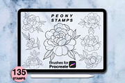 135 procreate peony stamps, a Brush Add-On by Arts For Peace (Thumbnail 4 of 10)