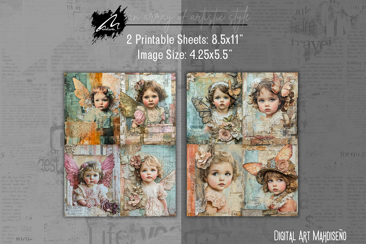 Cute Angel Lace Pages, Mixed Media, a Person Illustration by Digital Art Mahdiseño (Photo 5 of 10)
