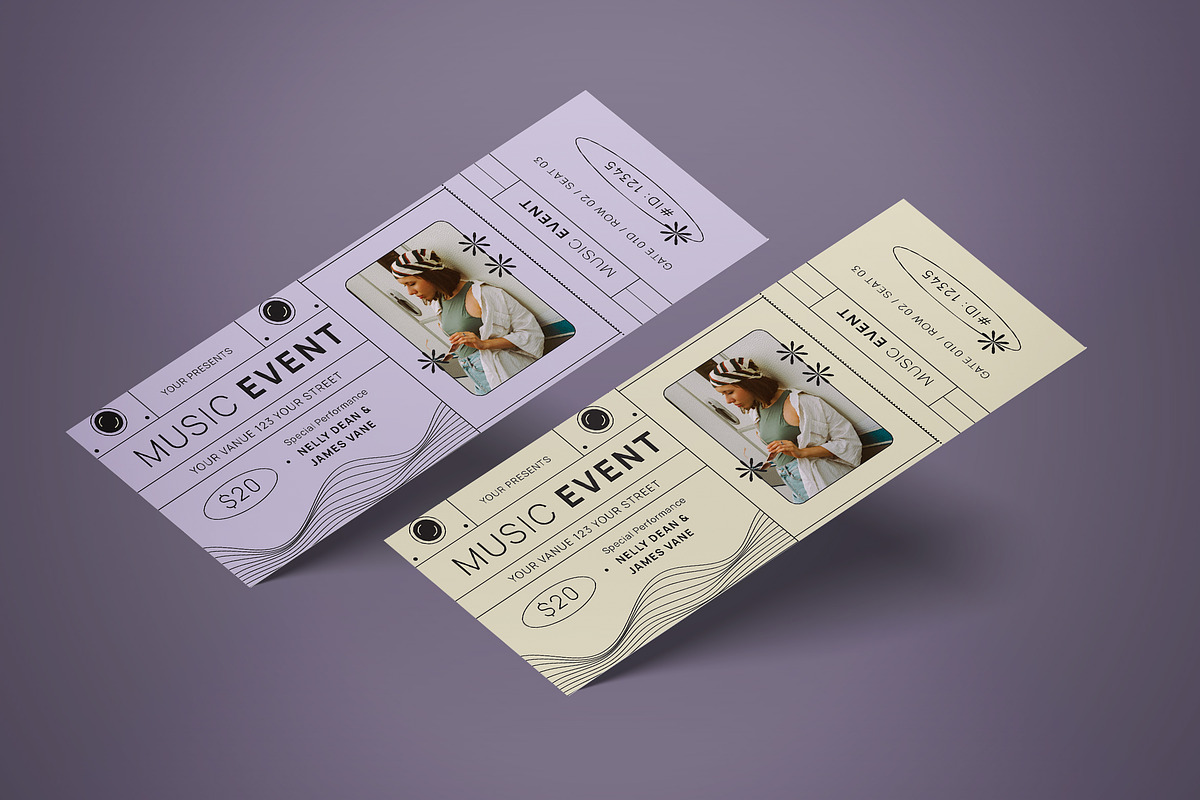 Ticket Event Music, a Card Template by graphicook (Photo 1 of 3)