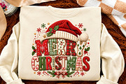Merry Christmas Santa Hat Patchwork, a Seasonal Illustration by Canvas Craft (Thumbnail 4 of 6)