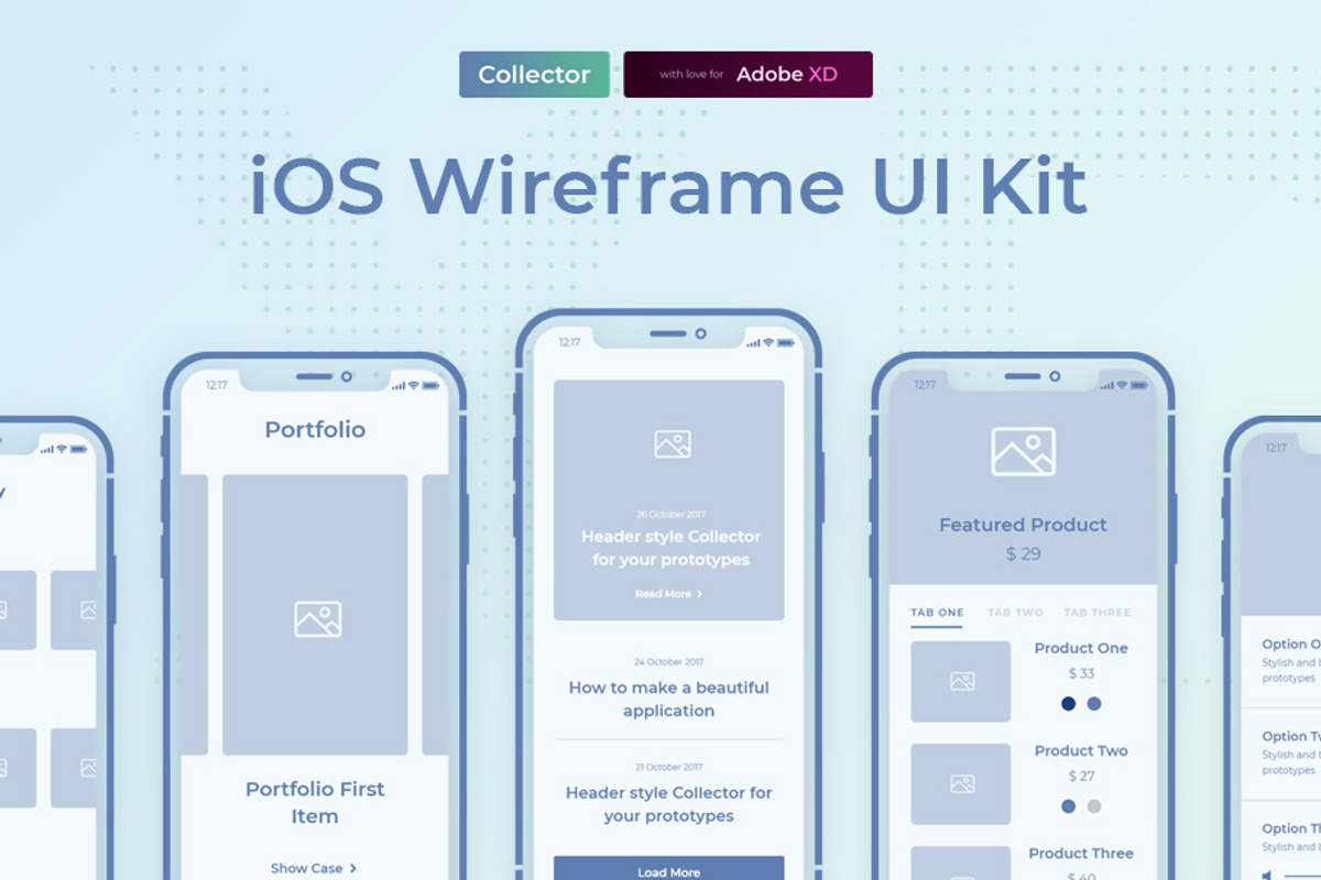 Collector iOS Wireframe UI Kit, a Wireframe Template by Creatoly (Photo 1 of 18)