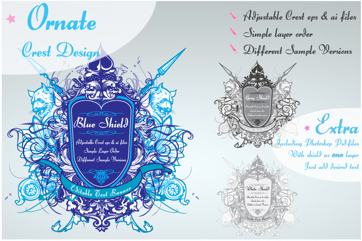 Ornamented shield design, an Object Graphic by Pelican graphics (Photo 1 of 3)