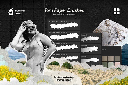 Multi App Torn Paper Brushes, a Brush Add-On by brushapes.com