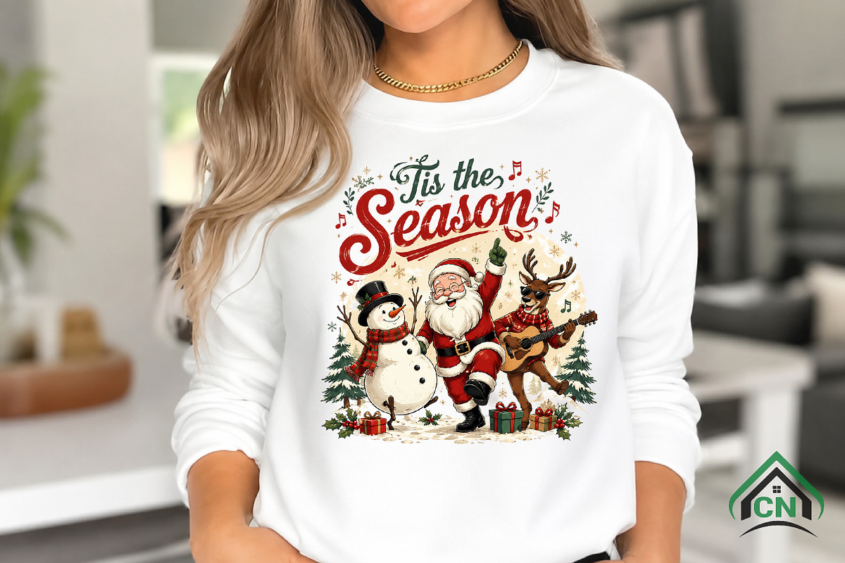 Retro Tis the season png, Santa, a Seasonal Illustration by Craft Nest (Photo 3 of 5)