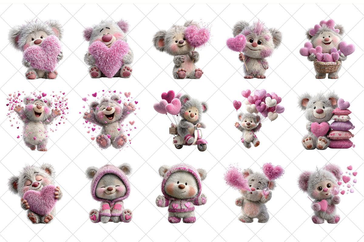 Quirky Valentine Teddy Bear Clipart, an Illustration by SinaCreation (Photo 2 of 7)
