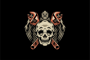 Skull with Wrenches and Eagle, an Object Illustration by nomlimo.com
