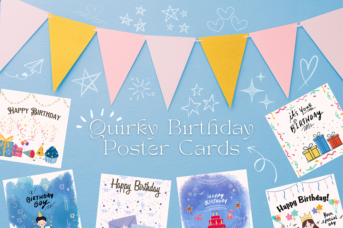 Quirky Birthday Poster Cards - Canva, an Invitation Template by WynterLife Studio (Photo 1 of 2)