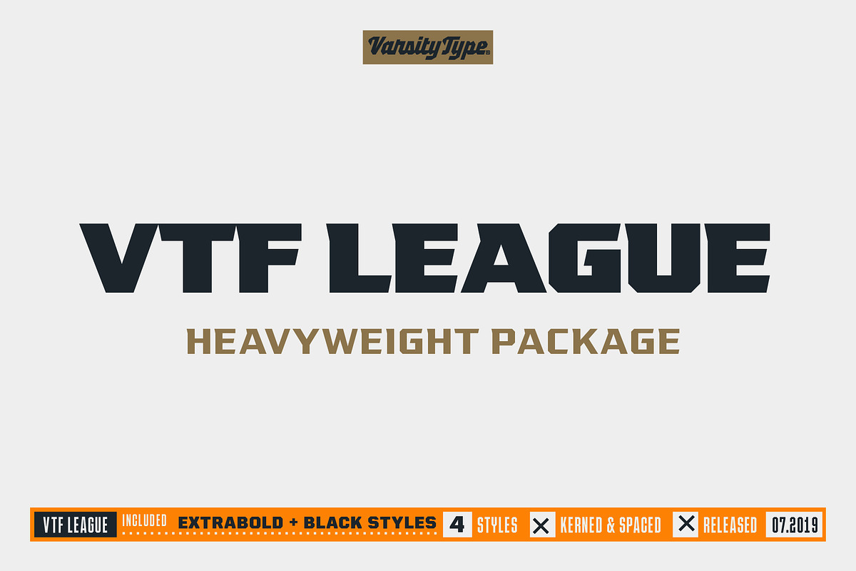 VTF League – Heavyweight Package, a Font by VarsityType® (Photo 1 of 6)