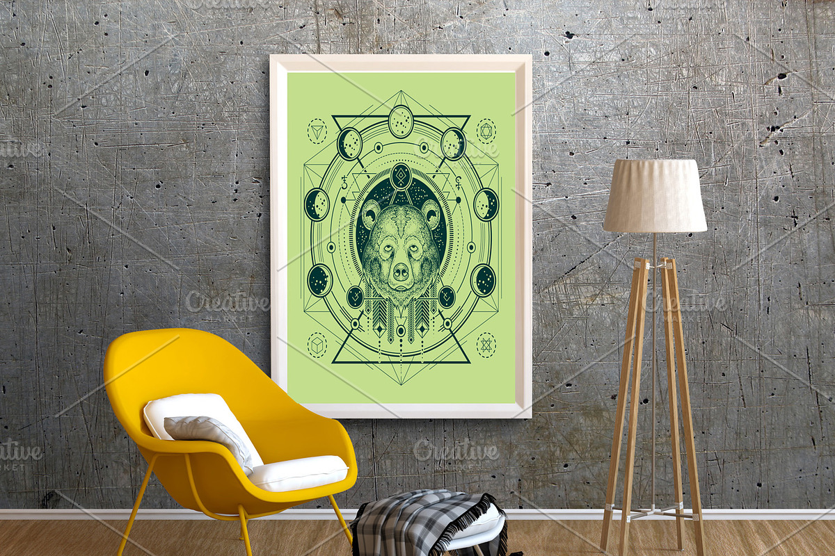 Frame/Poster Mockup Armchair Yellow, a Print Template by Milan Mockup (Photo 5 of 5)