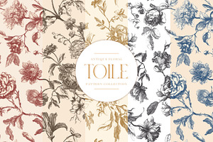 Antique Floral Toile Patterns