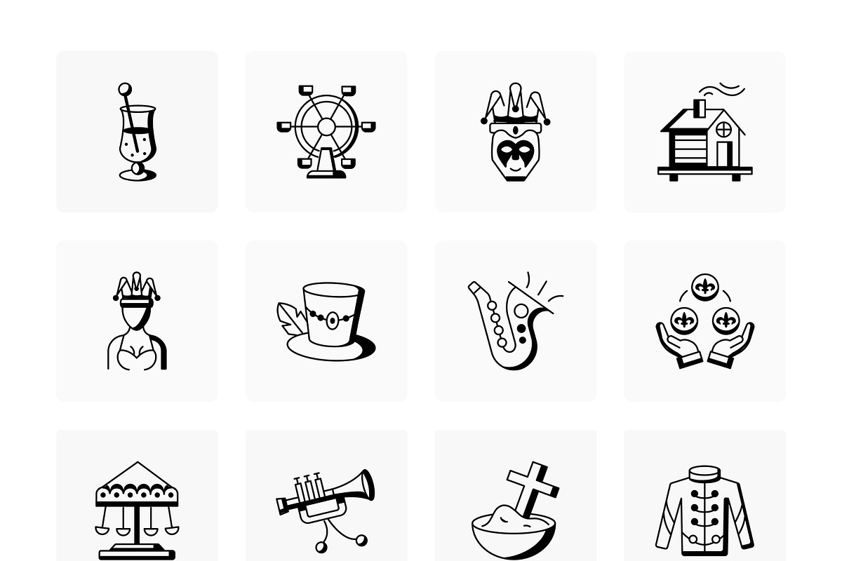 Mardi Grass Icon Set, an Outline Icon by Prosymbols (Photo 6 of 6)