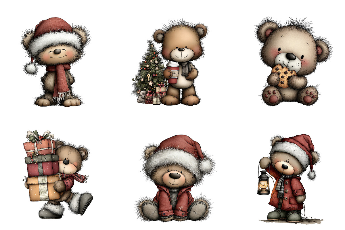 Christmas Teddy Bear Clipart, an Illustration by CreationArt (Photo 6 of 6)