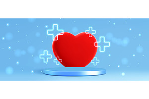 Medical podium stage with 3d red, a Healthcare Illustration by art PVP - market