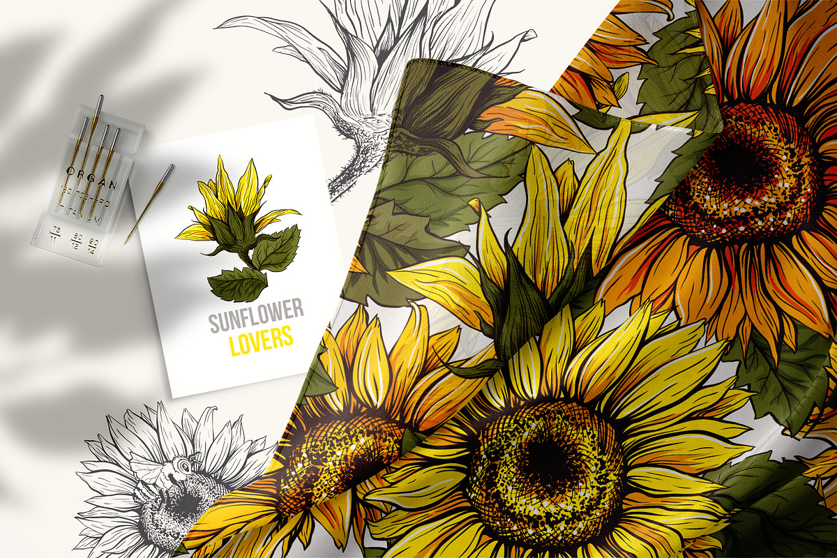 Sunflower Patterns Collection, a Pattern Graphic by ilonitta (Photo 2 of 16)