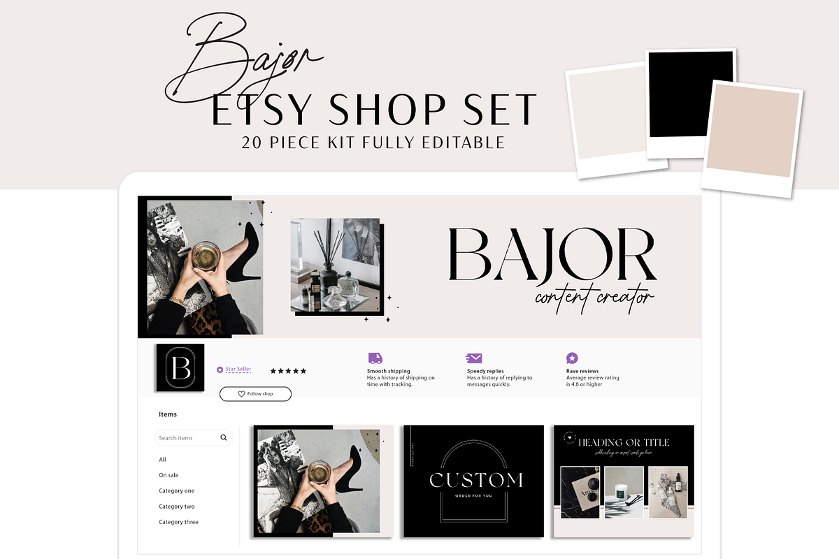 Modern Etsy Banner Set, a Branding & Logo Template by Macarons and Mimosas (Photo 1 of 9)