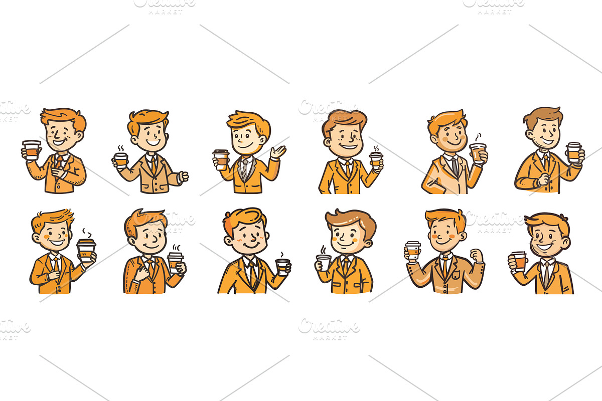 Optimistic employee holding coffee, a Person Illustration by Valerie Bodnar