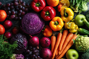 A variety of fruits and vegetables, a Photo by Pavel_design