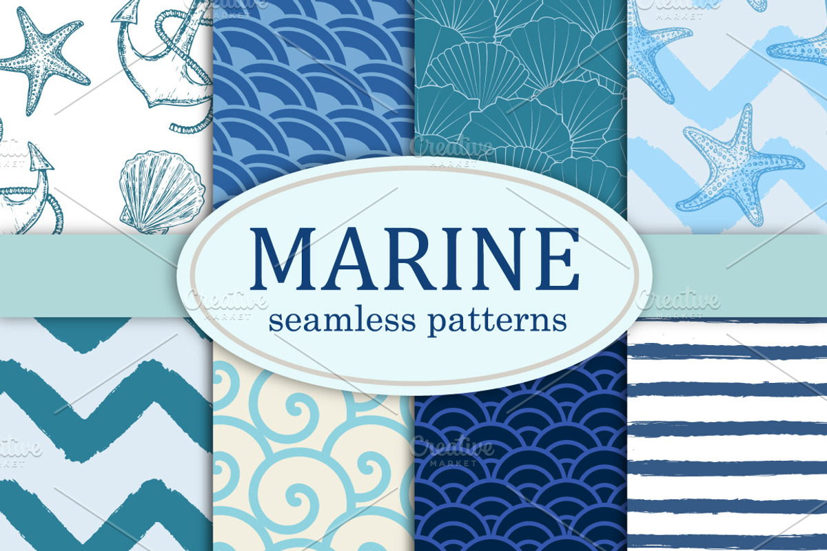 Marine patterns collection, a Pattern Graphic by DruZhi Art (Photo 1 of 2)