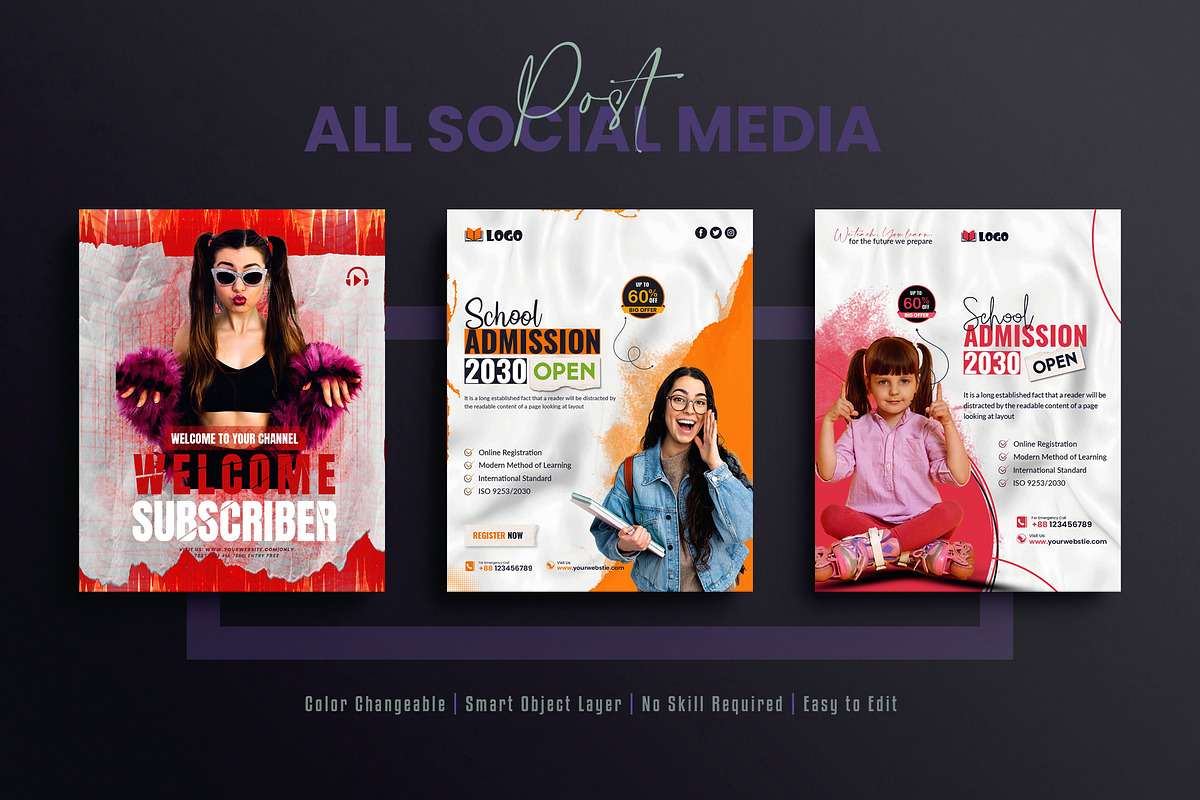 School admission social media post, a Social Media Template by Creative_View (Photo 6 of 8)
