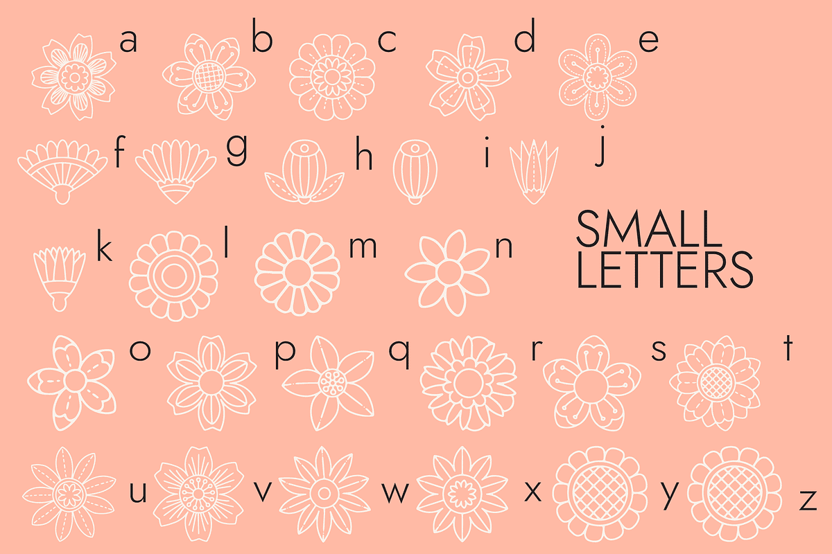 Flowerose Dingbats Font, a Symbol Font by Minimalartstudio (Photo 2 of 3)