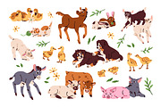 Cute baby farm animals set, an Animal Illustration by PaperTrident (Thumbnail 1 of 5)