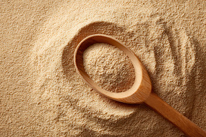Spoon rests on fine flour, a Photo by Pavel_design