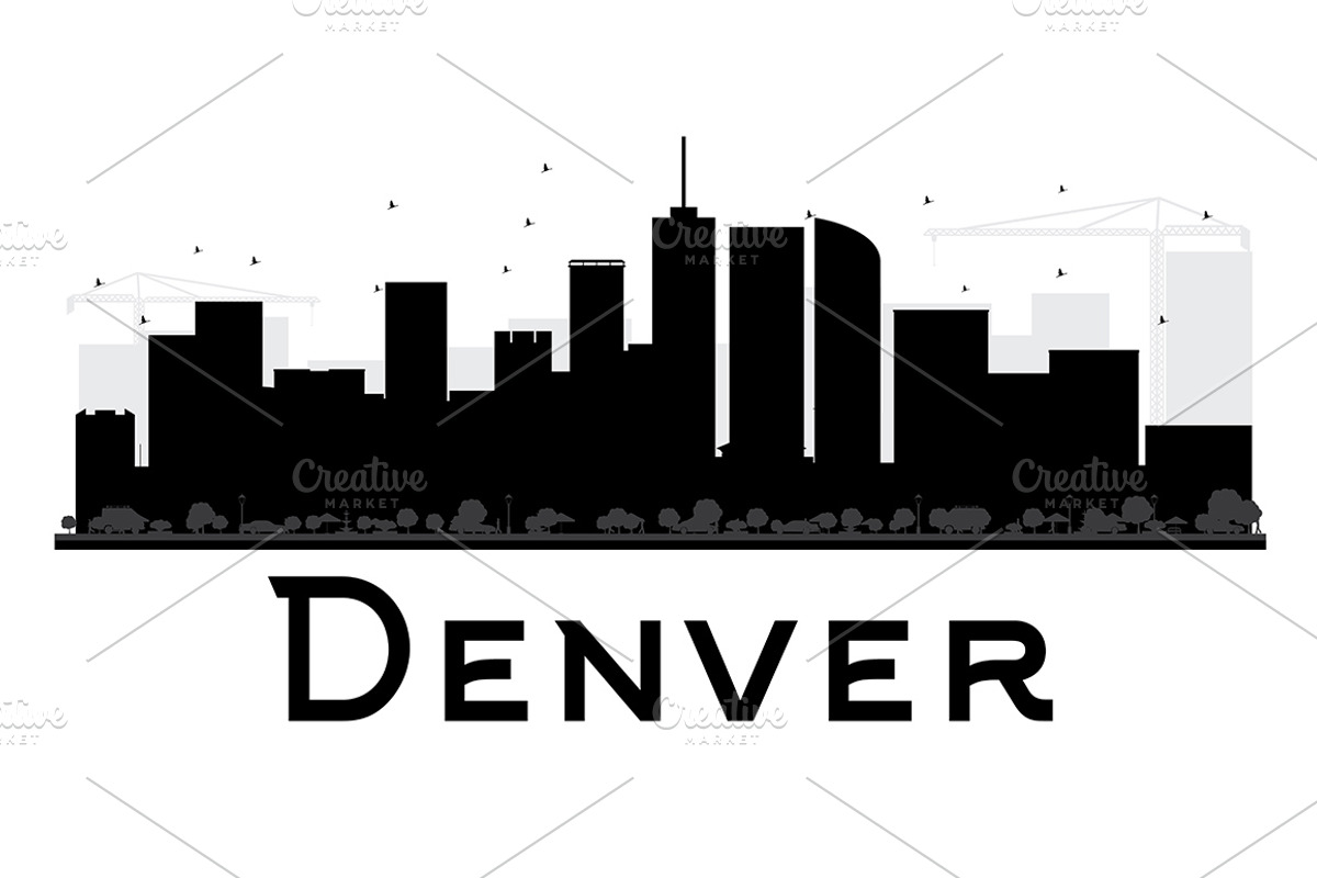 Denver City Skyline Silhouette, a Person Illustration by Booblgum
