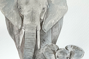 Watercolor Mother & Baby Elephants, an Animal Illustration by Tati Bordiu (Thumbnail 3 of 5)