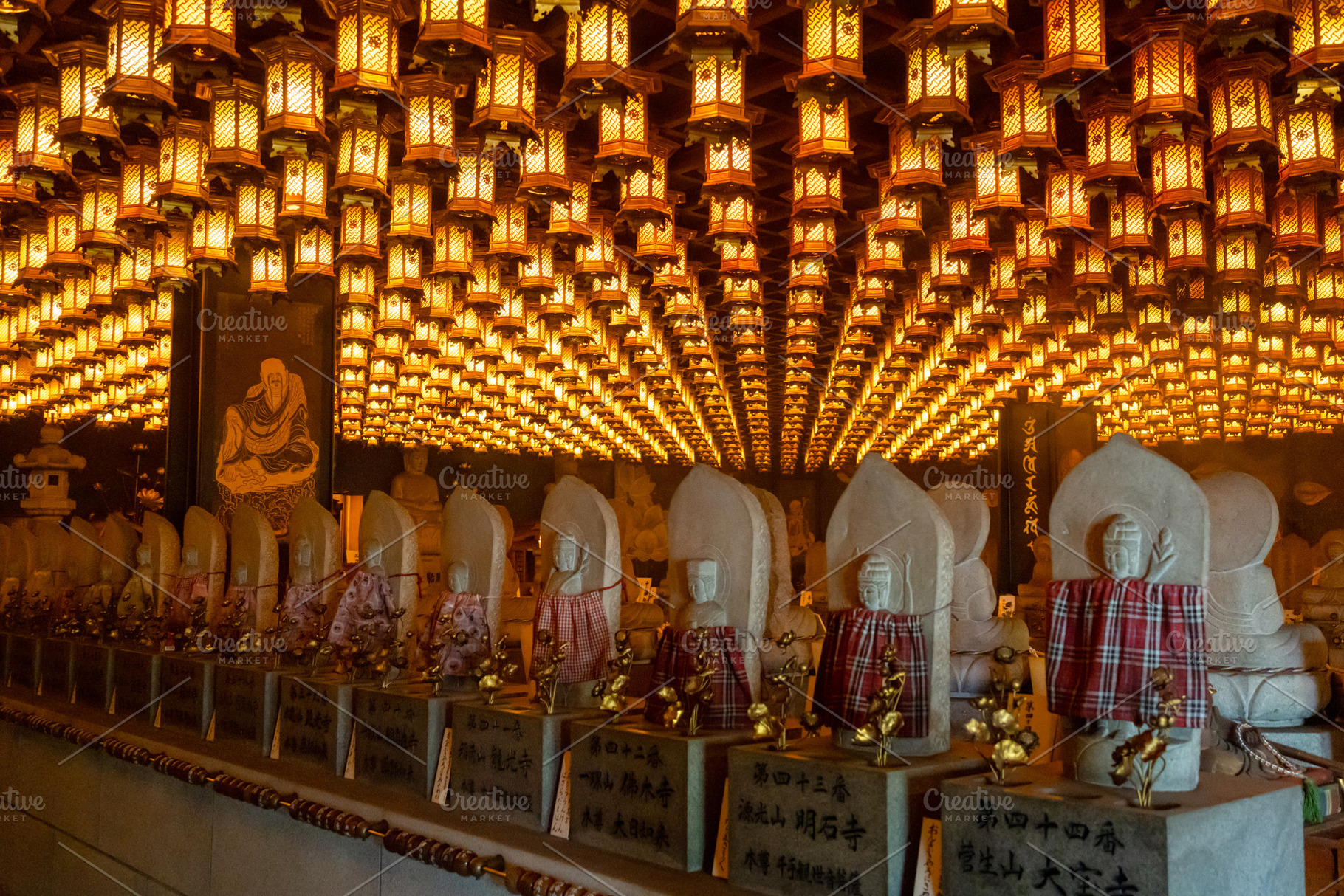 Lantern hall interior at Daisho-in Temple, Miyajima Island, Japa, an Architecture Photo by GoodGoods