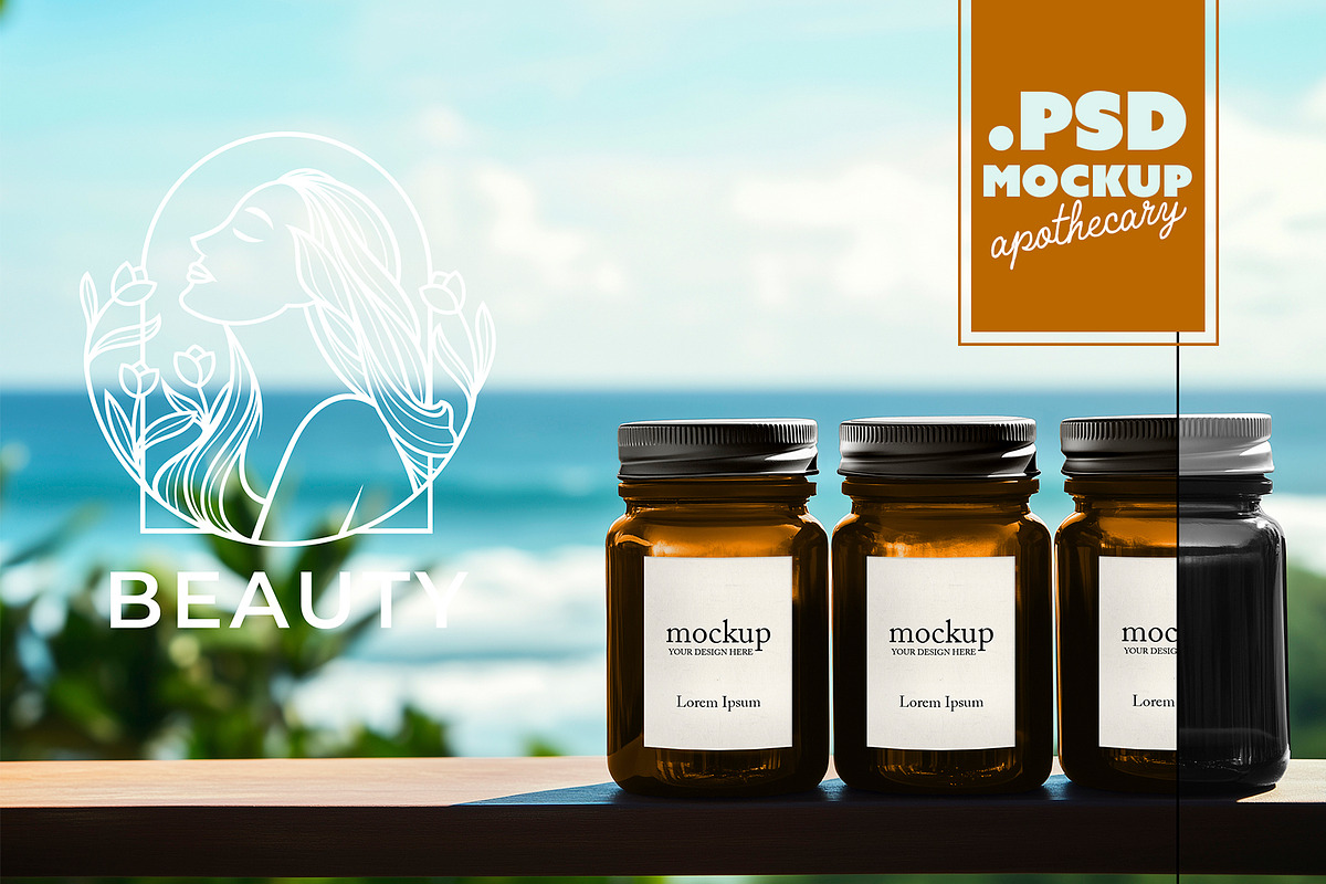 Apothecary Bottle Mockup Scene, a Packaging Mockup by McLittle Stock (Photo 1 of 5)
