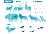 Watercolor winter forest clipart set, an Animal Illustration by ArtfulStudio (Thumbnail 4 of 8)