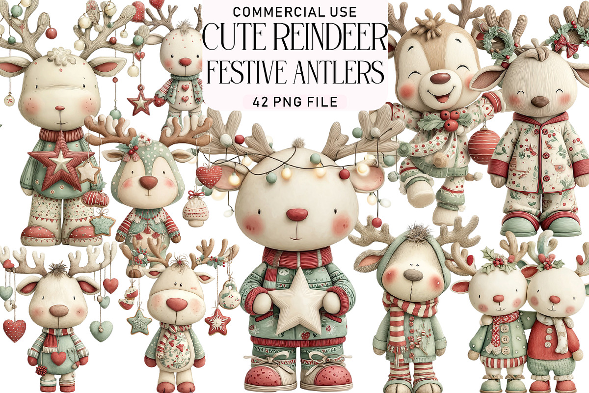 Cute Reindeer, Festive Antlers Clipa, an Illustration by Daily.Designs (Photo 1 of 5)